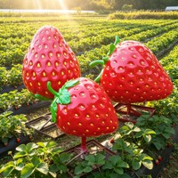 Aangepaste moderne buiten decoratie voor fruittuinen: levensgrote aardbeienstandbeelden, groentesculpturen, handgeschilderd model van hars.