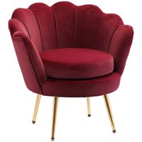 Fauteuil moderne de luxe capitonné en velours en forme de coquille avec pieds dorés vert pour la maison, le bureau et l'hôtellerie