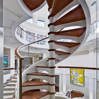 DAIYA escalier demi-spirale interne avec bande de roulement et main courante en bois de chêne de plage