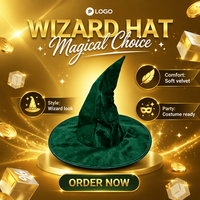 Chapeau de sorcière élégant à large bord en velours pour femmes - Accessoire de cosplay gothique pour Halloween