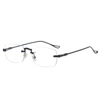 Inspiré sans monture en métal montures carrées à la mode Anti-lumière bleue lunettes pour hommes femmes diamant visage plaine jante Gafas Brille Anteojos