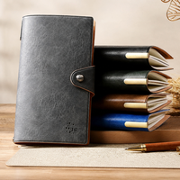 Ensemble cadeau d'affaires personnalisé en cuir synthétique gris foncé vieilli de qualité supérieure avec logo d'entreprise, carnet de notes personnalisable
