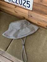 Sombrero de Pescador a Cuadros Blanco y Negro para Mujer, Estilo Coreano INS, Ala Ancha, Protección UV, Cubre Rostro, Sombrero para el Sol
