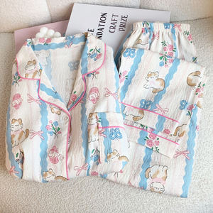 Baumwoll wolken New Cartoon Animal Print Pyjamas Frühling und Herbst Frau Langarm Langhose Sweet Homewear Anzug - Product Image 4