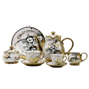 Cheap Price 24pcs Porcelain Gold-plated Electric Tea Set , Pakistan Arabic Tea Cup Set