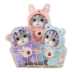 Nuovi giocattoli di peluche personalizzati per gatti giocattoli di peluche animali grandi occhi affascinanti peluche cuscino per gatti con vestiti carini