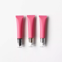 Tube cosmétique rose en plastique de 15 ml/g avec bouchon pompe pour sous-conditionnement de rouge à lèvres, crème contour des yeux, essence, lotion, fabriqué en PEHD