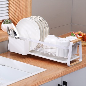 <b>Kitchen</b> Dish Racks Standing Type Modern Stainless Steel Double Tier Waterproof Drain Storage for Countertops Sinks Tableware - Product Image 1