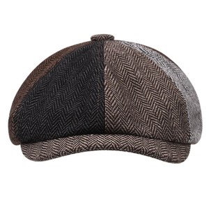 New patchwork <b>beret</b> autumn and winter British classic retro <b>hat</b> men's artistic and fashionable versatile octagonal <b>hat</b> - Product Image 4