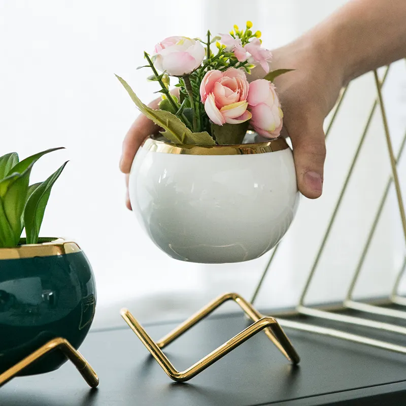 Fancy Home Floor Good Unique Small Round Mini Wholesale Flower Ceramic White Plant Planter Succulent Pot