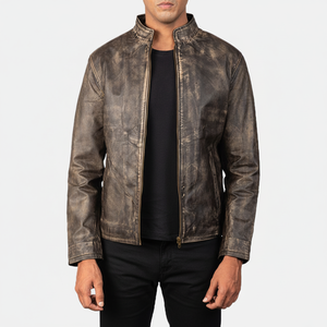 Meilleure vente veste en cuir de veau pour homme, manches longues, style zippé, avec poche élégante High Street High Fashion - Product Image 1