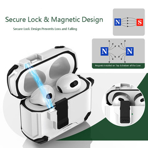 Funda Protectora Magnética con Bloqueo Seguro y Soporte <span class=keywords><strong>para</strong></span> <span class=keywords><strong>AirPods</strong></span> 4 <span class=keywords><strong>Pro</strong></span> 3, Compatible con <span class=keywords><strong>Carga</strong></span> Inalámbrica, Antipérdida, con Mosquetón - Product Image 2