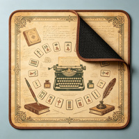Tapis de Mahjong Vintage Style Machine à Écrire, Motif Rétro Imprimé Sépia, Antidérapant en Microfibre, Tapis de Table de Mahjong Américain pour 4 Joueurs