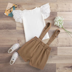 Conjunto de Ropa de Verano para Niñas, Camiseta de Manga Corta con Volantes y Mono de Mezclilla, Conjunto de 2 Piezas, Traje de Verano para Niñas - Product Image 3