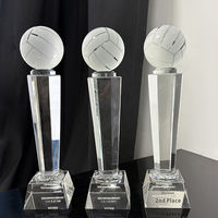 Trofeo de Cristal Personalizado para Reconocimiento Deportivo de Voleibol, Trofeo de Cristal Esmerilado con Temática de Voleibol