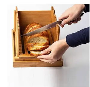 Foldable Bamboo Bread Slicer for Homemade Bread & Loaf Cakes bamboo bread cutting board