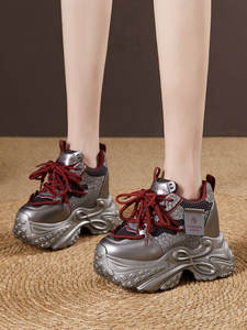 Scarpe da Corsa Donna Earthquake King con Suola Spessa in Gomma, Tomaia in Mesh Stampato, Allacciatura, Nuova Collezione Primavera Autunno, Modello Rialzato - Product Image 4