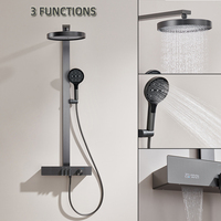 Vente en gros de pommeau de douche pour salle de bain Ensemble de douche en laiton gris pistolet Robinet de douche mural avec affichage LED Système de pommeau de douche pour salle de bain