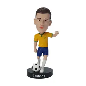 Estatua de cabeza de Bobble de fútbol personalizada, figurita de resina personalizada, figurita de cabeza de Bobble de jugador de estrella de fútbol, decoración de coche de recuerdo