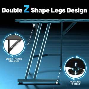 <span class=keywords><strong>Escritorio</strong></span> Gaming RGB con Tira de Luces LED, Mesa de Computadora en <span class=keywords><strong>Forma</strong></span> de <span class=keywords><strong>L</strong></span> Negra, Estación de Trabajo para Gamers - Product Image 6
