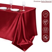 Nappe en satin bordeaux 120 x 60 pouces, couverture de table superposée