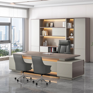 Modern Minimalist L-Shaped Executive <strong>Desk</strong>, CEO Manager Office <strong>Large</strong> <strong>Desk</strong>, High-End Business Office <strong>Desk</strong> - Product Image 4