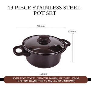 <strong>2026</strong> <strong>New</strong> Factory Wholesale 13 Pieces of Black Kitchenware <strong>Cooking</strong> <strong>Tools</strong> Non-stick Cookware Set with POTS and Pans Set - Product Image 3