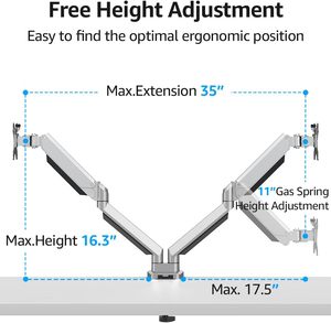 Support d'écran double en aluminium pour <span class=keywords><strong>ordinateur</strong></span>, 17-32 pouces - Product Image 3