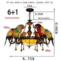 Lampe suspendue européenne rétro pop créativité oiseau Tiffany salon Restaurant chambre décoration Lustre Perroquet cristal