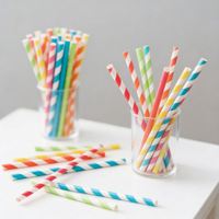Pailles à café et à bubble tea compostables personnalisées en PLA, pointues, jumbo, 12 mm, 8 mm, 6 mm, enveloppées de papier imprimé