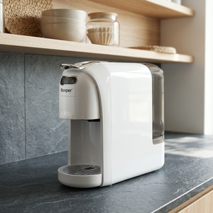 Machine à expresso électrique 3-en-1 Caffea Kooper, en plastique blanc, contrôle automatique, pression de 20 bars, cafetière à dosettes pour hôtels et camping-cars - Product Image 2