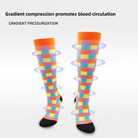 Chaussettes de compression colorées, hauteur genou, à compression graduée, pour femmes et hommes, pour le voyage, la course à pied, le quotidien, motif personnalisé, OEM