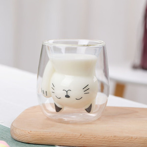 4 pezzi tazze da caffè carino, <span class=keywords><strong>orso</strong></span> anatra gatto <span class=keywords><strong>tazza</strong></span> da tè doppia parete <span class=keywords><strong>tazza</strong></span> di vetro latte <span class=keywords><strong>tazza</strong></span> per ufficio e compleanno personale - Product Image 1