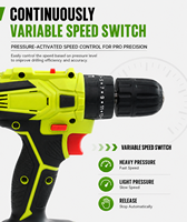 Kit de visseuse sans fil 21V MAX, vitesse variable, réversible, lumière LED, boîtier durable en PA6, batterie 1,5-2AH, couple de 10 mm 40 N.m, bricolage à domicile
