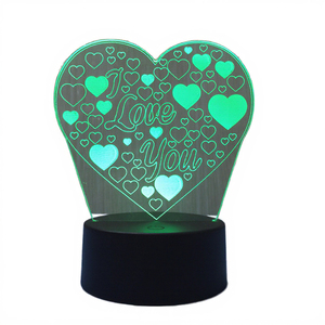 Luz Noturna Decorativa Minimalista em <span class=keywords><strong>LED</strong></span> ABS 3D Ilusão Redonda Branco Quente Romântica I Love U - Product Image 3