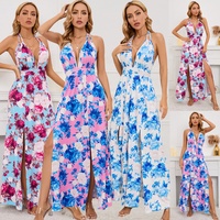 NNR – robe longue à col en V profond pour femme, style bohème, décontracté, grande taille, été