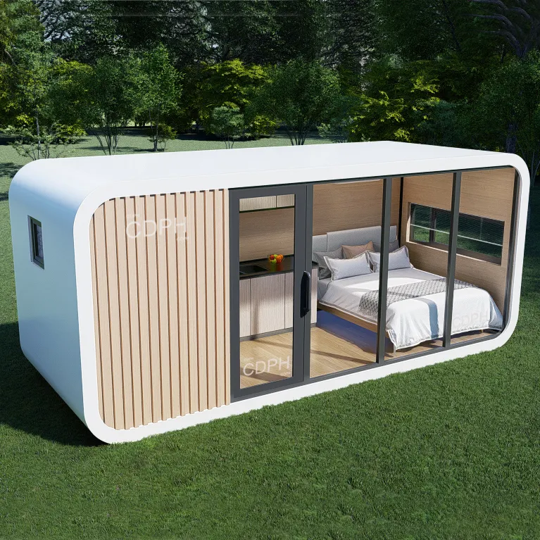 CDPH, cabina de cápsula de espacio pequeña de vidrio modular de lujo, casa prefabricada para oficina, casa prefabricada