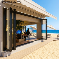 Puerta Plegable de Aluminio DBIAO Moderna con Vidrio Templado de Gran Envergadura, 8 Paneles, Resistente a Huracanes, para Exteriores de Restaurantes, Centros Comerciales y Hoteles