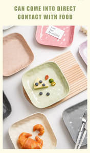 Série de style crème pétrie à la main assiette carrée de 8 pouces capacité domestique dîner vaisselle simple <span class=keywords><strong>couleur</strong></span> unie grande assiette en céramique - Product Image 2