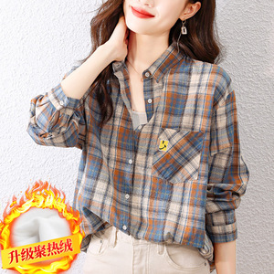 Plaid <strong>Shirt</strong> <strong>Women's</strong> Long Sleeve 2026 Spring Clothing Top Elegant Artistic Retro Cotton Casual <strong>Shirt</strong> - Product Image 4