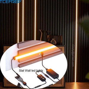 Paneles de Pared con Listones LED, Iluminación LED Negra para Panel de Madera Acústico Lineal de 13 mm - Product Image 2