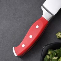 Ensemble de couteaux de cuisine populaires, série de 6 pièces, manche ergonomique en ABS rouge, pour trancher les légumes, le pain, la viande