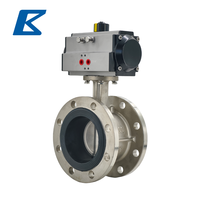 Vanne papillon à bride à actionnement pneumatique en acier inoxydable SS304 avec corps et disque en acier inoxydable, siège en EPDM à joint souple, PN16/CLASSE 150LB, pour eau, huile, gaz
