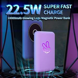 Batterie externe magnétique sans fil avec logo lumineux personnalisé, 10000 mAh, haute capacité, PD 22,5 W, batterie externe portable - Product Image 3
