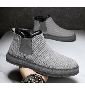 Bottes courtes décontractées chaudes à tige haute pour hommes, collection automne-hiver 2022, chaussures de mode Joker en coton - Product Image 4