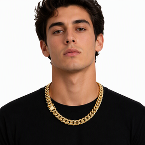 Set di Catene Geometriche in Acciaio Inox 316L Placcato Oro 18k, Stile Hip-Hop/Rock per Uomo, 22 Carati, 20mm 1,3cm - Product Image 3