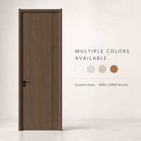 Porte intérieure en mélamine noyer de qualité supérieure, avec rainures ultra-fines, poignée noire, décoration minimaliste pour la maison