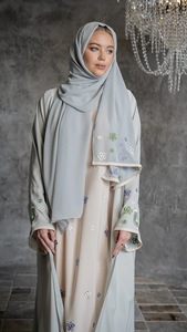 Modest sequin Embroidered Abaya With Hijab Long Sleeve Maxi Dress For Women Middle East Style Wear - Product Image 3