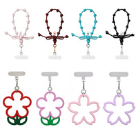 Breloque de téléphone Y2K tendance mignonne en caoutchouc avec mousqueton, perles alphabet DIY, fleur, cœur, étoile, imprimé UV, anti-perte