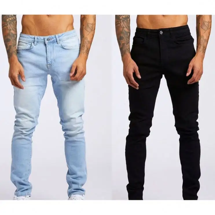 Nuova tinta Jeans Skinny da uomo 3 colori pantaloni di Jeans dritti da uomo Logo personalizzato